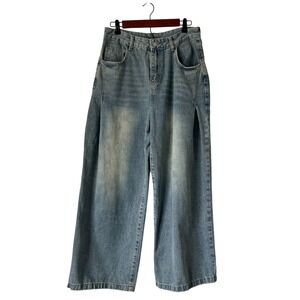 Barrel Jeans Dazy Women's Size XL Light Wash Wide Leg Pleated High Rise Denim